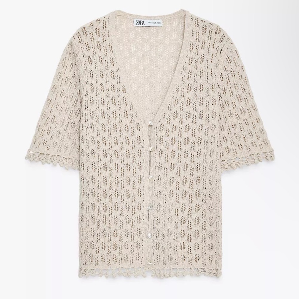 Zara Pointelle Knit Cardigan - NEW WITH TAGS - Picture 5 of 6